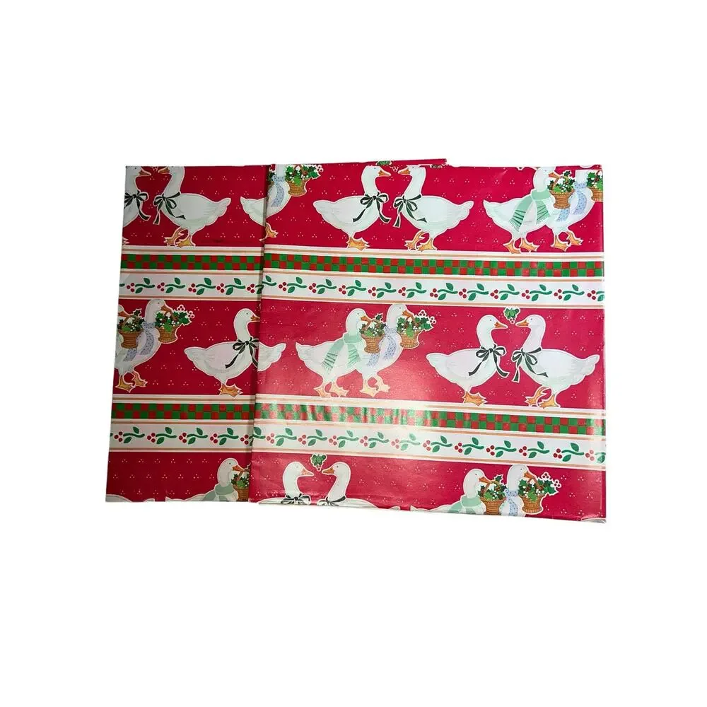 Country Geese teddy bears Vintage 80s Holiday Christmas gift wrapping paper